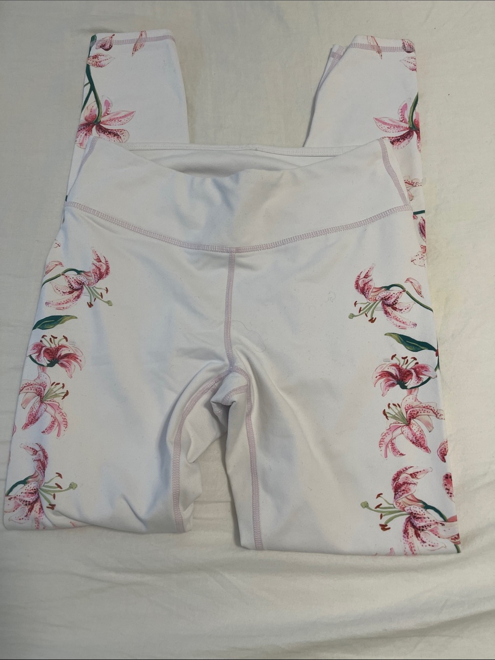 Fabletics White High-Rise Floral Bike Shorts